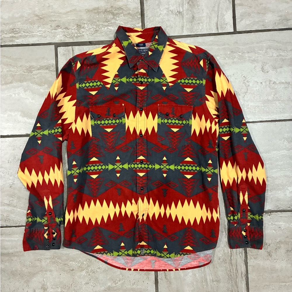 Ralph Lauren Red, Yellow & Green Geometric Button-Down Shirt